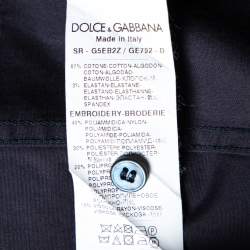 Pre Owned Dolce & Gabbana Navy Blue Cotton Sequin Embellished Guitar Applique Sicilia Shirt L