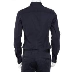 Pre Owned Dolce & Gabbana Navy Blue Cotton Sequin Embellished Guitar Applique Sicilia Shirt L