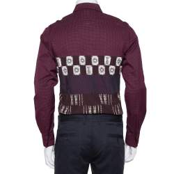 Pre Owned Dolce & Gabbana Wine Red Armour Printed Cotton Button Front Shirt L