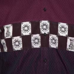 Pre Owned Dolce & Gabbana Wine Red Armour Printed Cotton Button Front Shirt L