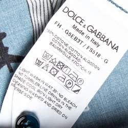 Pre Owned قميص دولتشي أند غابانا أزرار أمامية قطن مطبوع جاز أزرق مقاس كبير (لارج)