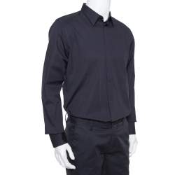 Pre Owned قميص دولتشي أند غابانا قصه غولد أكمام طويلة قطن مرن أسود مقاس كبير جداً (اكس لارج)