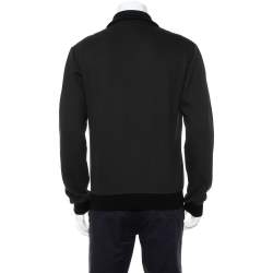 Pre Owned Dolce & Gabbana Dark Green Knit Contrast Trim Detail Zipper Front Jacket XL 