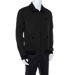 Pre Owned Dolce & Gabbana Dark Green Knit Contrast Trim Detail Zipper Front Jacket XL 