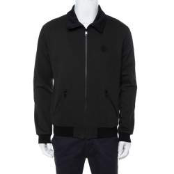 Pre Owned Dolce & Gabbana Dark Green Knit Contrast Trim Detail Zipper Front Jacket XL 