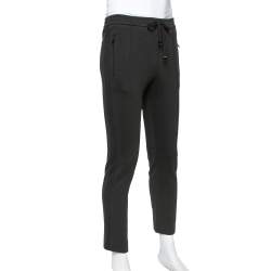 Pre Owned Dolce & Gabbana Dark Green Knit Contrast Trim Detail Track Pants M