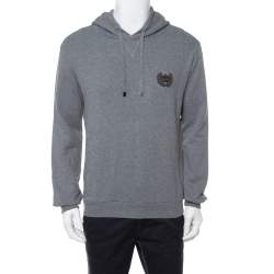 مملوكة مسبقًا سويتشيرت دولتشي أند غابانا قطن رصاصي بالشعار المزخرف بهودي مقاس صغير - سمول