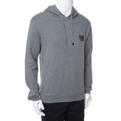 مملوكة مسبقًا سويتشيرت دولتشي أند غابانا قطن رصاصي بالشعار المزخرف بهودي مقاس صغير - سمول