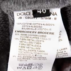 مم لوكة مسبقًا سويتشيرت دولتشي أند غابانا قطن رصاصي بالشعار المزخرف بهودي مقاس صغير - سمول