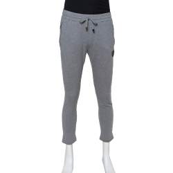 مملوكة مسبقًا بنطلون رياضي دولتشي أند غابانا قطن رصاصي بالشعار المزخرف مقاس متوسط - ميديود