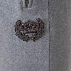 مملوكة مسبقًا بنطلون رياضي دولتشي أند غابانا قطن رصاصي بالشعار المزخرف مقاس متوسط - ميديود