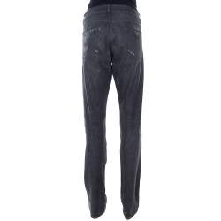 Pre Owned Dolce & Gabbana Black Denim Distressed Straight Leg Jeans XL