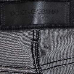 Pre Owned Dolce & Gabbana Black Denim Distressed Straight Leg Jeans XL
