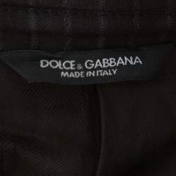 Pre Owned Dolce & Gabbana Black Striped Wool & Silk Button Front Vintage Blazer L
