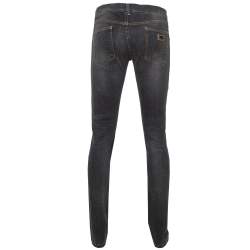 Pre Owned Dolce & Gabbana 14 Dark Grey Denim Faded Effect Jeans L