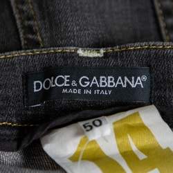 Pre Owned Dolce & Gabbana 14 Dark Grey Denim Faded Effect Jeans L