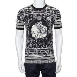 Dolce & Gabbana Monochrome Printed Cotton Crewneck T-Shirt XS