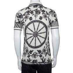 مملوكة مسبقًا تي شيرت بولو دولتشي أند غابانا مطبوع ورود بيكيه قطن مونوكرومي مقاس صغير جداً (اكس سمول)