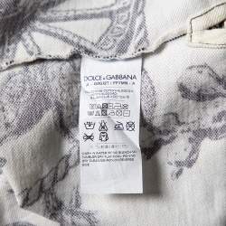 مملوكة مسبقًا تي شيرت بولو دولتشي أند غابانا مطبوع ورود بيكيه قطن مونوكرومي مقاس صغير جداً (اكس سمول)