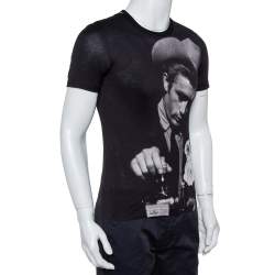 Pre Owned Dolce & Gabbana Black Cotton James Dean Printed Crewneck T-Shirt XS