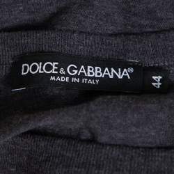 Pre Owned Dolce & Gabbana Grey Cotton Crown & Bee Patch T Shirt XS