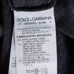 Pre Owned Dolce & Gabbana Grey Cotton Crown & Bee Patch T Shirt XS