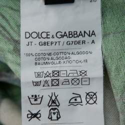 Pre Owned Dolce & Gabbana Green Virgin Mary Graffiti Printed Cotton Crewneck Button Front T-Shirt 3XL