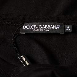 مملوكة مسبقًا تي شيرت دولتشي أند غابانا قطن أسود بأكمام طويلة رقبة مستديرة مقاس كبير جدًا جدًا - إكس إكس لارج