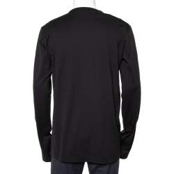 مملوكة مسبقًا تي شيرت دولتشي أند غابانا قطن أسود بأكمام طويلة رقبة مستديرة مقاس كبير جدًا جدًا - إكس إكس لارج