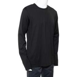 مملوكة مسبقًا تي شيرت دولتشي أند غابانا قطن أسود بأكمام طويلة رقبة مستديرة مقاس كبير جدًا جدًا - إكس إكس لارج