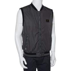 Pre Owned Dolce & Gabbana Dark Grey Synthetic Plaque Gilet XL
