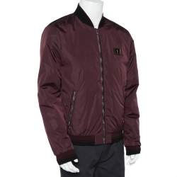 Pre Owned Dolce & Gabbana Burgundy Synthetic Zipper Front Bomber Jacket XL