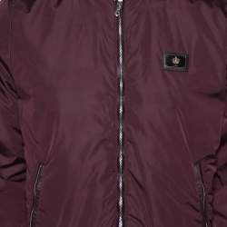 Pre Owned Dolce & Gabbana Burgundy Synthetic Zipper Front Bomber Jacket XL