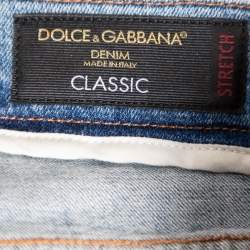 Pre Owned Dolce & Gabbana Blue Faded Denim Distressed Classic Jeans S