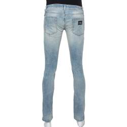 Pre Owned Dolce & Gabbana Blue Faded Denim Distressed Classic Jeans S