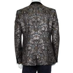 Pre Owned Dolce & Gabbana Metallic Lurex Jacquard Double Breasted Sicilia Blazer 3XL