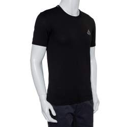 Pre Owned Dolce & Gabbana Black Cotton Embellished Crewneck T-Shirt S