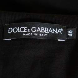 Pre Owned Dolce & Gabbana Black Cotton Embellished Crewneck T-Shirt S