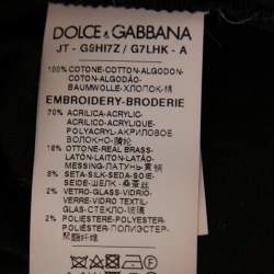 Pre Owned Dolce & Gabbana Black Cotton Embellished Crewneck T-Shirt S