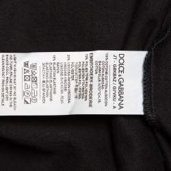 Pre Owned Dolce & Gabbana Black Cotton King Royals Patch Crewneck T-Shirt L