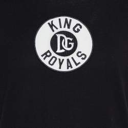Pre Owned Dolce & Gabbana Black Cotton King Royals Patch Crewneck T-Shirt L