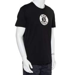 Pre Owned Dolce & Gabbana Black Cotton King Royals Patch Crewneck T-Shirt L