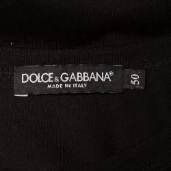 Pre Owned Dolce & Gabbana Black Cotton King Royals Patch Crewneck T-Shirt L