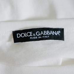 Pre Owned Dolce & Gabbana White Cotton Panda King Printed Crewneck T-Shirt L