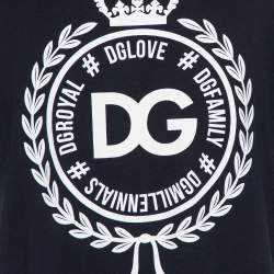 Pre Owned تي شيرت دولتشي أند غابانا قطن ازرق كحلي بالشعار المطبوع رقبة مستديرة مقاس كبير - لارج