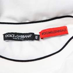 Pre Owned Dolce & Gabbana White Cotton DG Stars Millennials Crewneck T-Shirt M