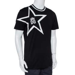 Pre Owned Dolce & Gabbana Black Cotton DG King Millennials Crewneck T-Shirt L