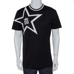 Pre Owned Dolce & Gabbana Black Cotton DG King Millennials Crewneck T-Shirt L