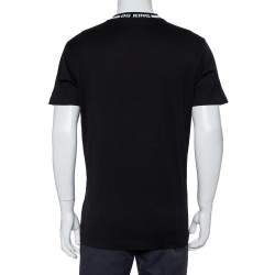 Pre Owned Dolce & Gabbana Black Cotton DG King Millennials Crewneck T-Shirt L