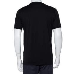 Pre Owned Dolce & Gabbana Black DG Royals Patch Cotton Crewneck T-Shirt XL